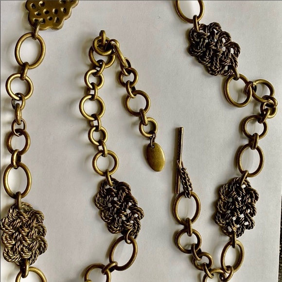 Liz Claiborne metal chain toggle belt plait knot - Picture 13 of 14